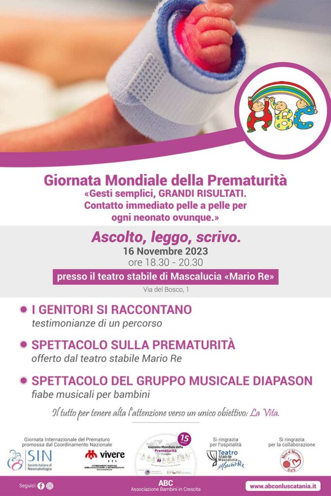 Locandina evento ABC - giornata mondiale della prematurità 2023